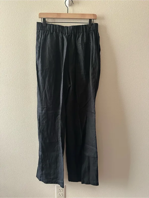 Quince 100% European Linen Pleated Trouser black size 10 - Image 11