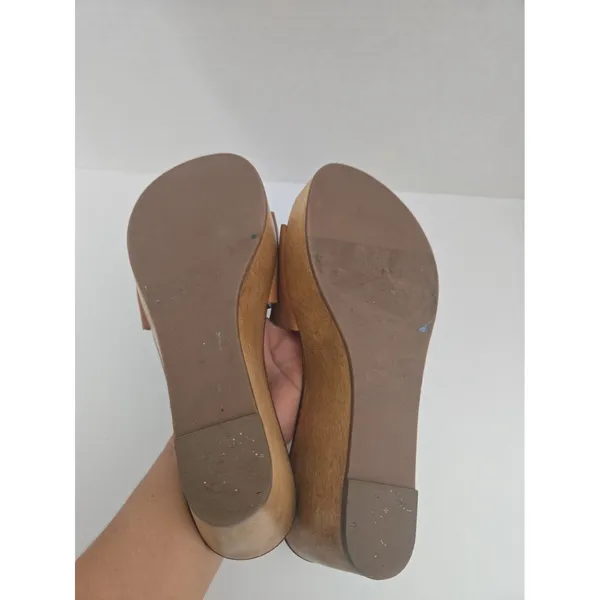 Tory Burch ines brown leather Wedge platform Slide Sandals Women’s Size 6-1/2M - Image 9