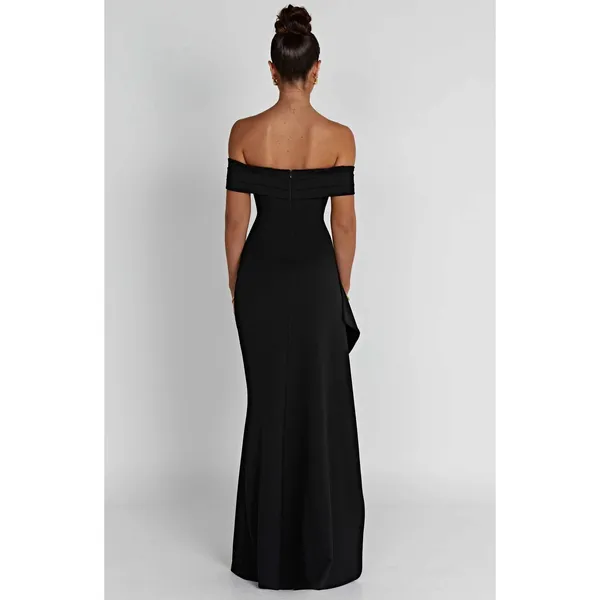 Babyboo Joyce Maxi Dress Black Off Shoulder Ruched Formal Gown XS NWT - Image 10