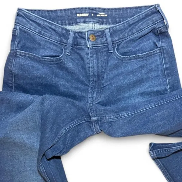 Old Navy WOW Wide Leg Jeans Womens 8 High Rise Blue Denim 28x30.5 Stretch - Image 4