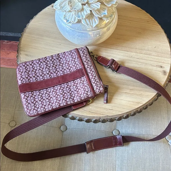Coach Purple‎ Suede Logo Canvas Swing Pack Crossbody - Image 2