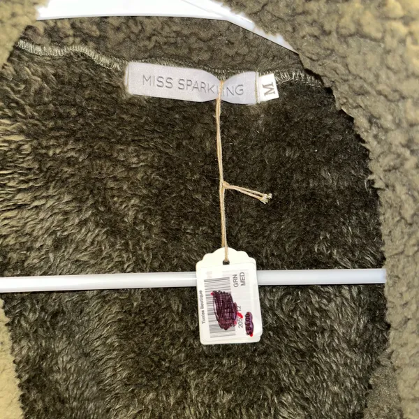 Miss Sparkling Green Sherpa Jacket Size M - Image 2