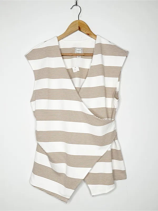 Maeve Anthropologie NWT Striped V-Neck Faux Wrap Sleeveless Top Size Large - Image 3
