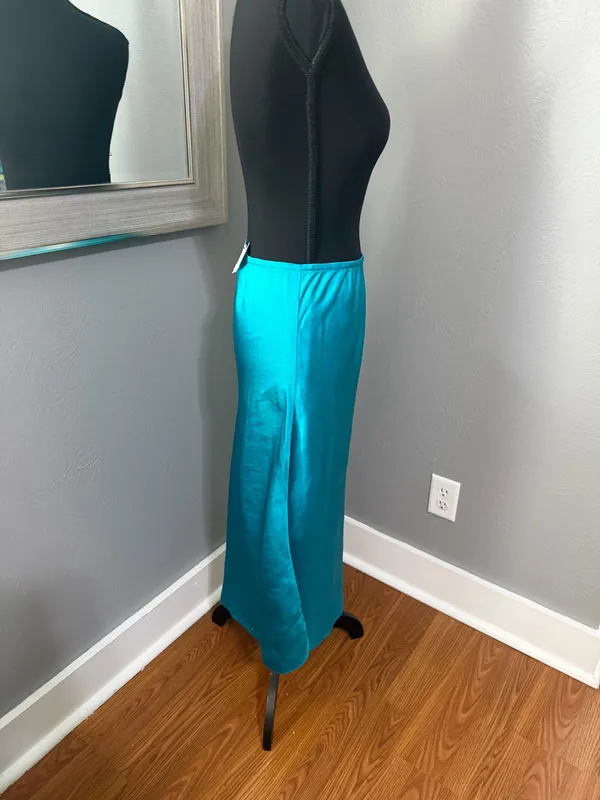 NWT Club Monaco Preppy Linen Blend Mermaid Teal Maxi Skirt Size 0. - Image 7
