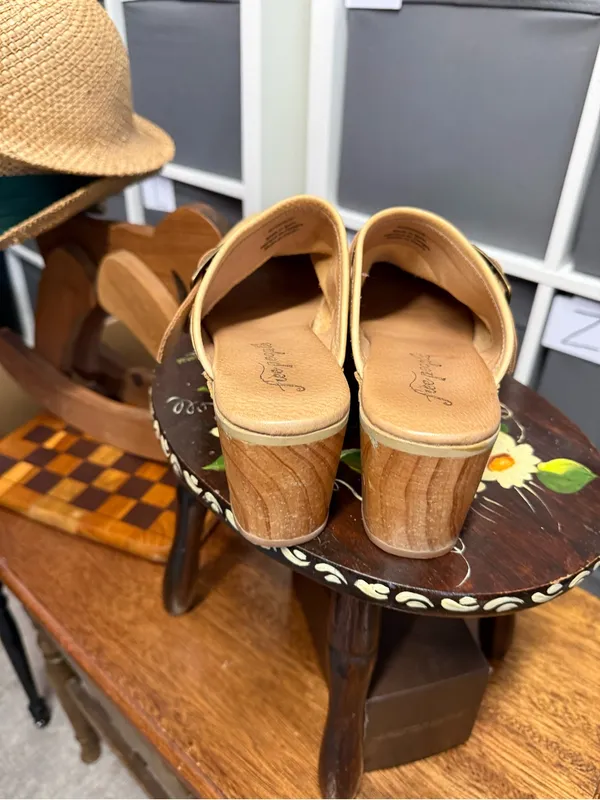 Free People Culver City Clog Leather Tan Clog Mules with Buckle - Image 5