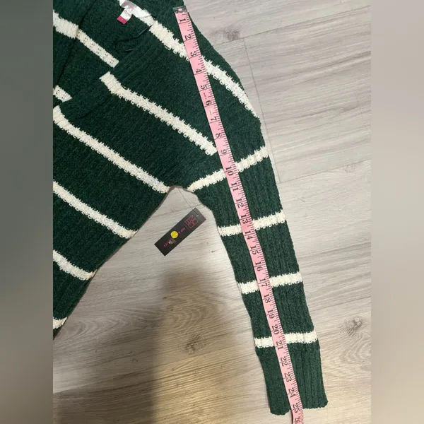 No Boundaries Forest Green and White Striped‎ Cardigan - Image 8