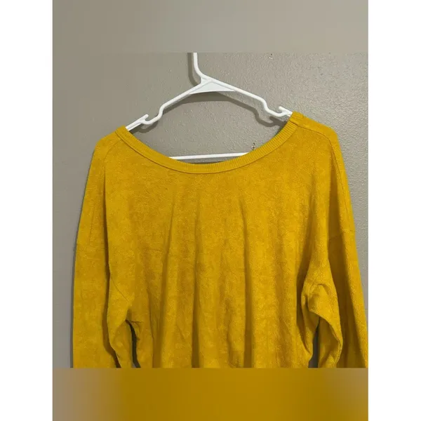 Aerie Yellow Terry Cloth Cinched Reversible Pullover Sweater Women’s Size Small - Image 8
