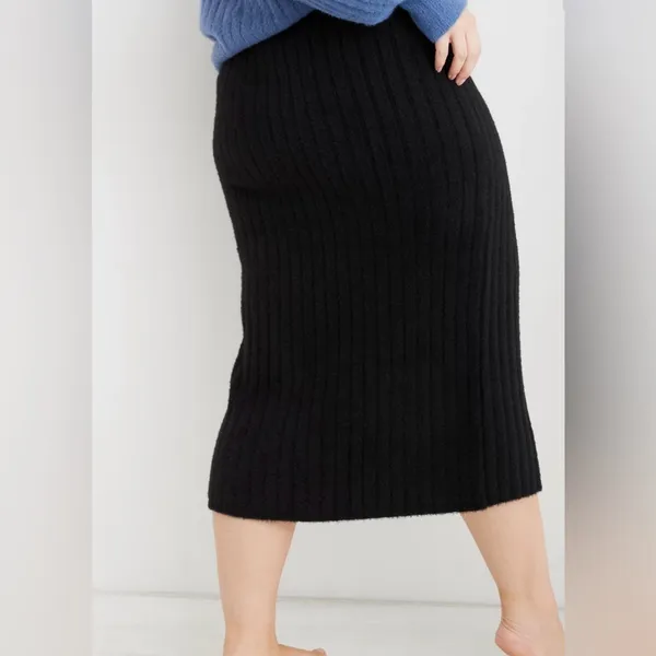 Aerie Womens Black Buttercream Sweater Midi Pencil Skirt - Image 6