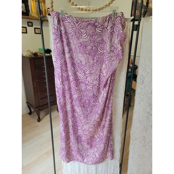 NEW free people sz 10 purple floral high waist slit skirt mulberry floral maxi - Image 2