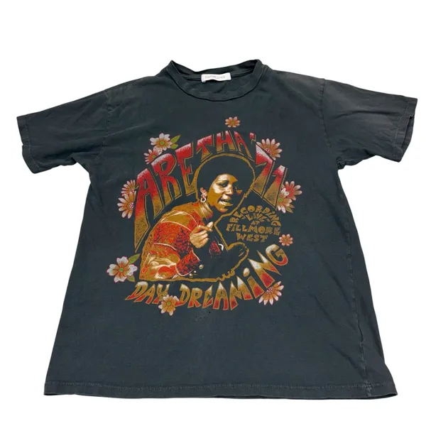 Daydreamer Gray Aretha Franklin Daydreaming Short Sleeve Graphic Tee Small - Image 3