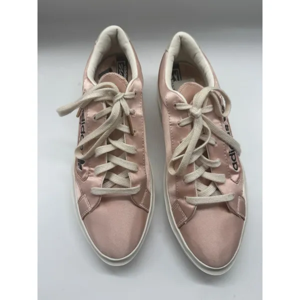 Adidas Sleek Super Vapour Pink Satin Platform Sneakers Women’s Size 9.5 - Image 4