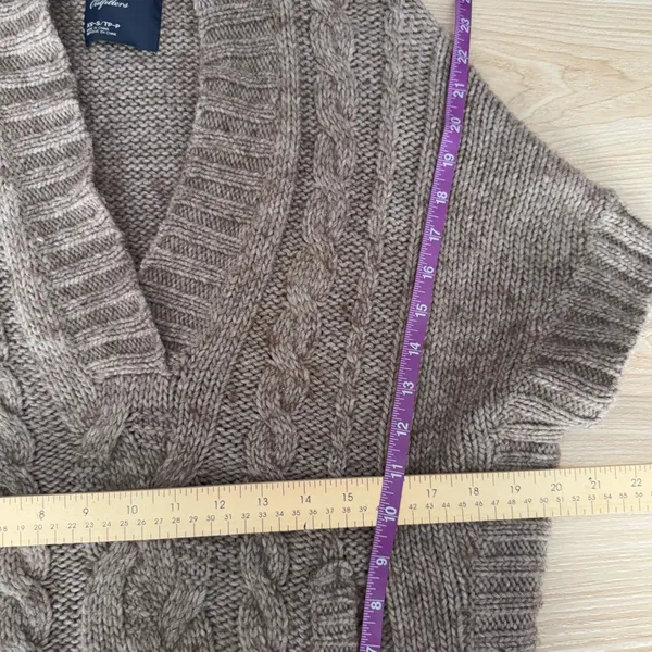 american eagle XS/S Short Sleeve Hooded Sweater Wool Alpaca Cable Knit Relaxed - Image 6