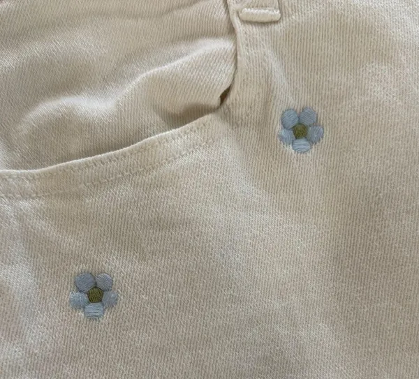 Women's Beige Jeans with Embroidered Details - Image 2