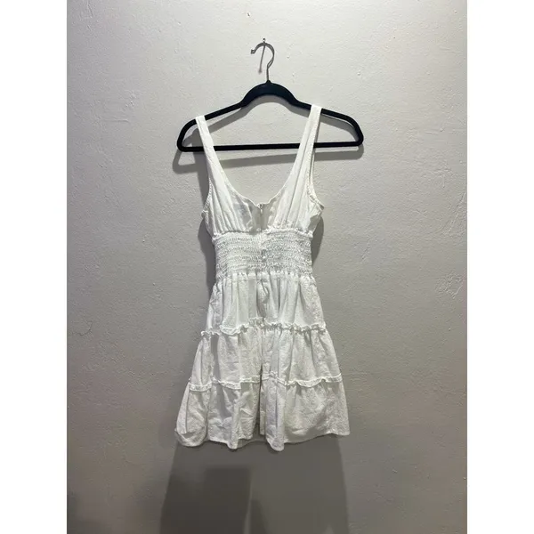 Lulu’s Fairy Your Sunny Day White Tiered Smocked Mini Dress Coquette Cottage S - Image 8