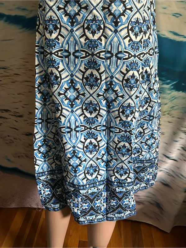 The Limited Women’s Blue & White Floral Sleeveless Printed A-Line Dress 14 - Image 11