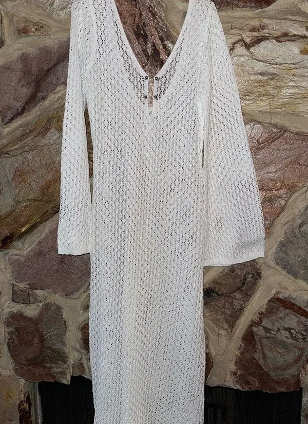 Commense Cover Up Long Sleeve Open Back Long Dress size Xl - Image 3