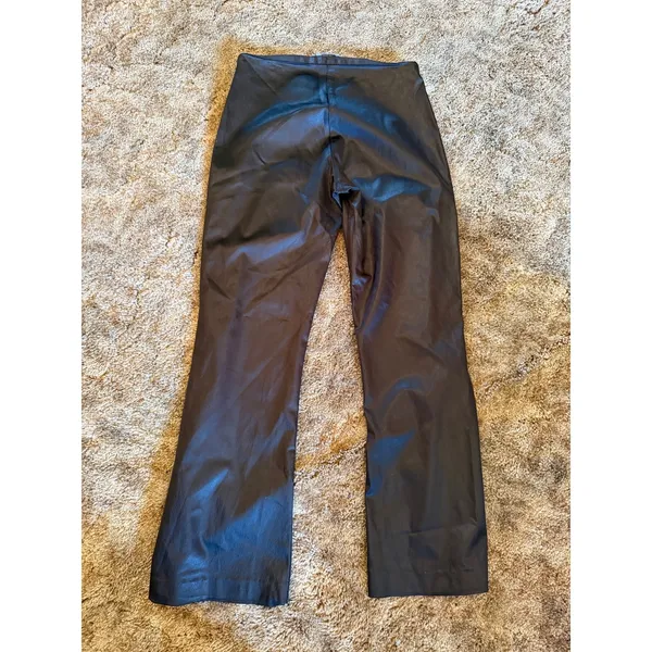 Vintage Le Complice Black Satin Wide-Leg Flare Trouser Pants Made in Italy - Image 2
