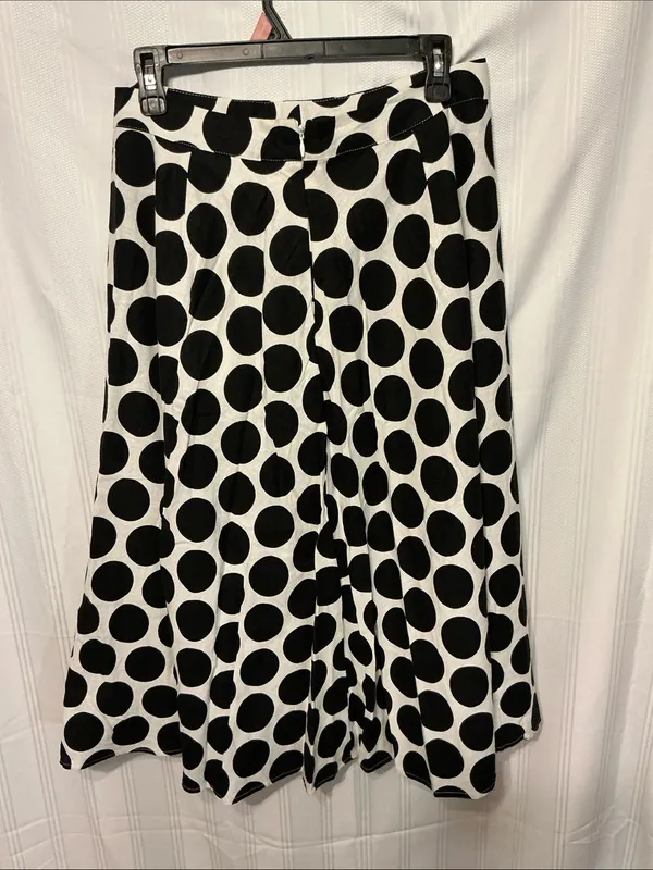 Who What Wear Black & White Polka Dot A-Line Skirt SZ 10 - Image 3
