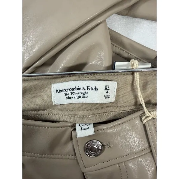NWT Abercrombie & Fitch Vegan Leather 90's Straight Ultra High Rise 27/4L $110 - Image 4