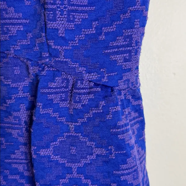 Maeve Anthropologie Averie Royal Blue Aztec Fit And Flare Brocade Dress Size 14 - Image 7
