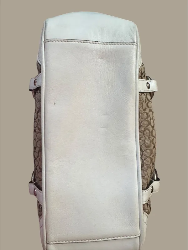 Coach Signature Brown Leather Trim Tote Bag - Image 4