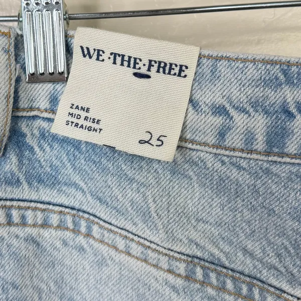 NEW Free People We The Free Zane Mid Rise Relaxed Slim Straight Leg Jeans 25 - Image 7