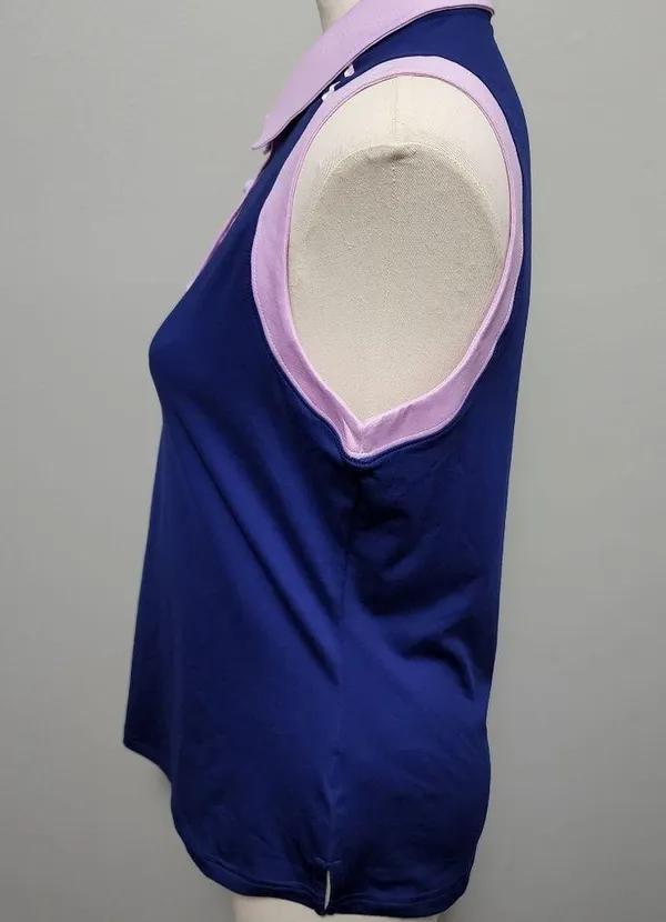 Adidas Golf blue/lilac sleeveless polo size medium - Image 3