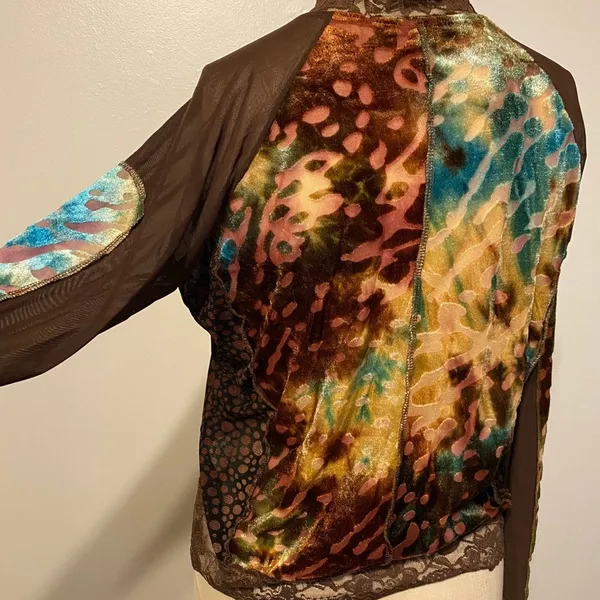 Jaipur Elegant velvet Brown and Orange cardigan extra lightweight size M - Image 3