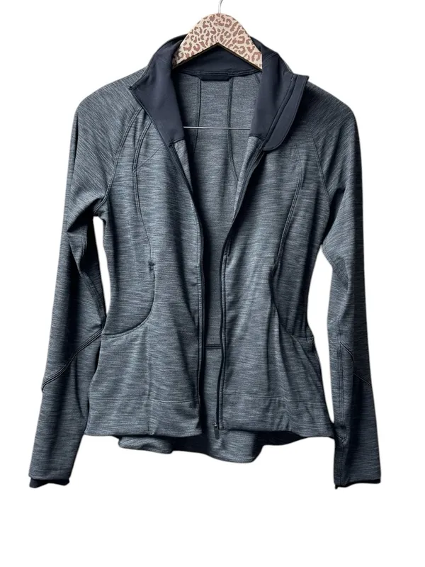 Lululemon Gait Keeper Jacket Full Zip Long Sleeves Heathered Black 6 W4AKFS - Image 6