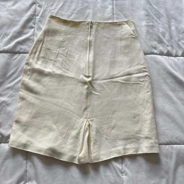 Vintage Mini‎ Skirt Ivory Womens 8 Linen Blend Quiet Luxury Made USA Minimalist - Image 8