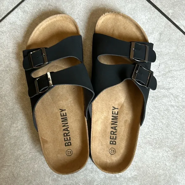 Beranmey Cork Footbed 2 Straps Adjustable Buckle Women Sandals, Size 42 - Image 4