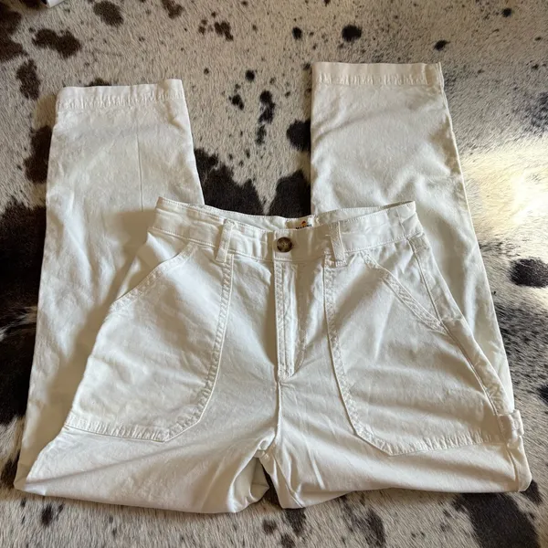 MARINE LAYER Cream Maya Slim Straight Utility Pants Size 6‎ - Image 3