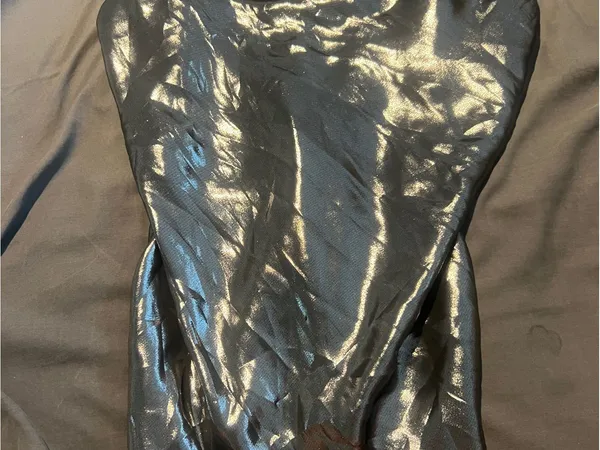 Zara Metallic Black Satin Cowl Neck Camisole Top - Image 5