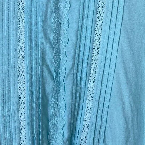 Vintage y2k Old Navy Aqua Blue Lace Detail Fitted Waist Blouse Top Size S - Image 4