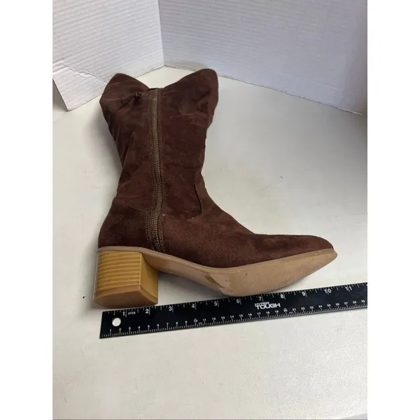 JG Womens Brown Zippered Braided Tassel Boots Size 8.5 Lined SEE DESCRIPTION - Image 4