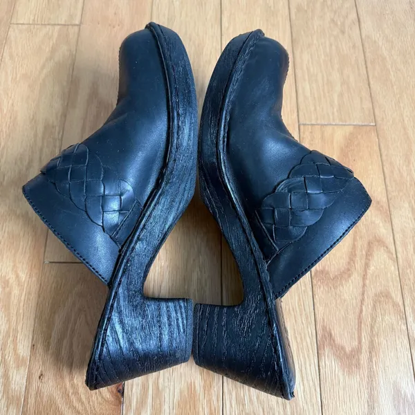 Born Leather Mules Clogs Woven Accent Comfortable Shoes‎ Size 10M Black - Image 8