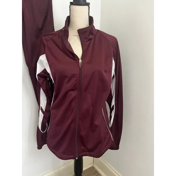 Womens Maroon Tracksuit Set Small Jacket Pants Athleisure A&M Collegiate Lounge - Image 2