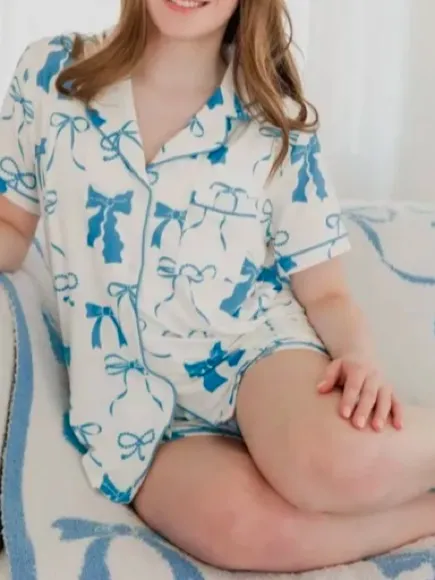 NWT Blue bow pajama set size xs - Image 6