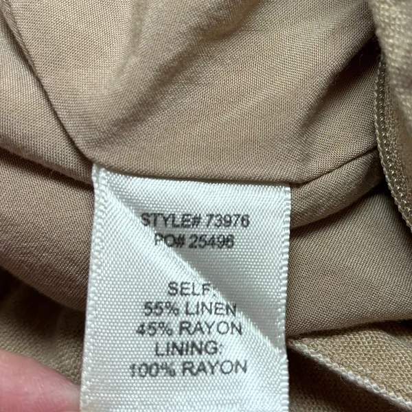 Skies Are Blue Small Tan Linen Cropped High Rise Pin Striped Pants‎ 73976 Latte - Image 10