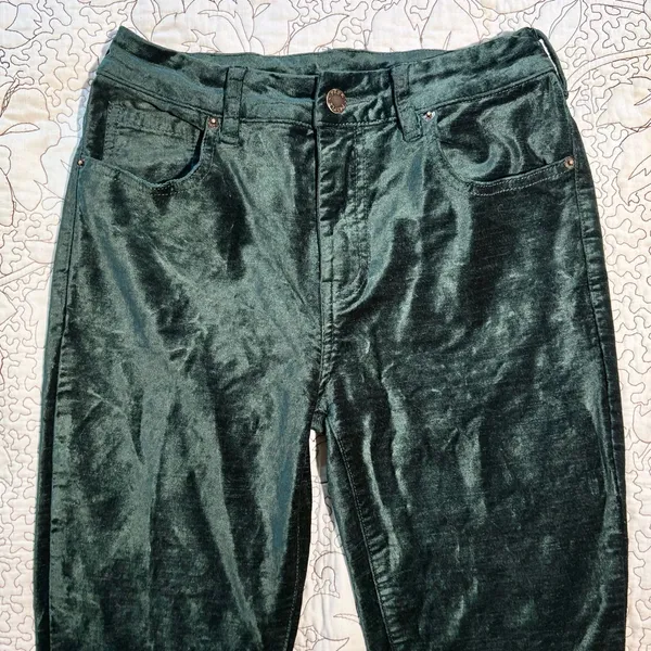 Free People High Time Velvet Kick Flare Pants Jewel Green Sz 27 💛 - Image 4