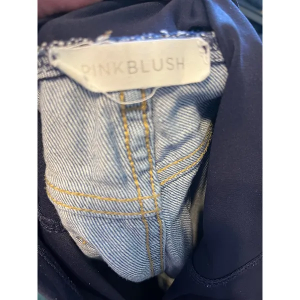 Pink Blush Maternity Straight Leg Distressed Jeans Raw Hem Size 28 - Image 8