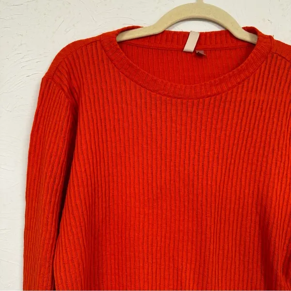 Pilcro and the Letterpress Anthropologie Orange Ribbed Knit Crew Neck Sweater Womens XL Fall Casual - Image 3
