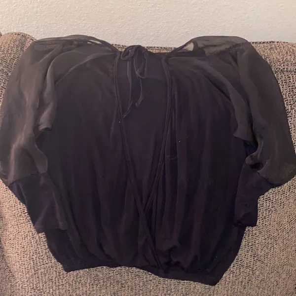 ✨Mesh Sleeves Open Back Blouse✨ Black - Image 3
