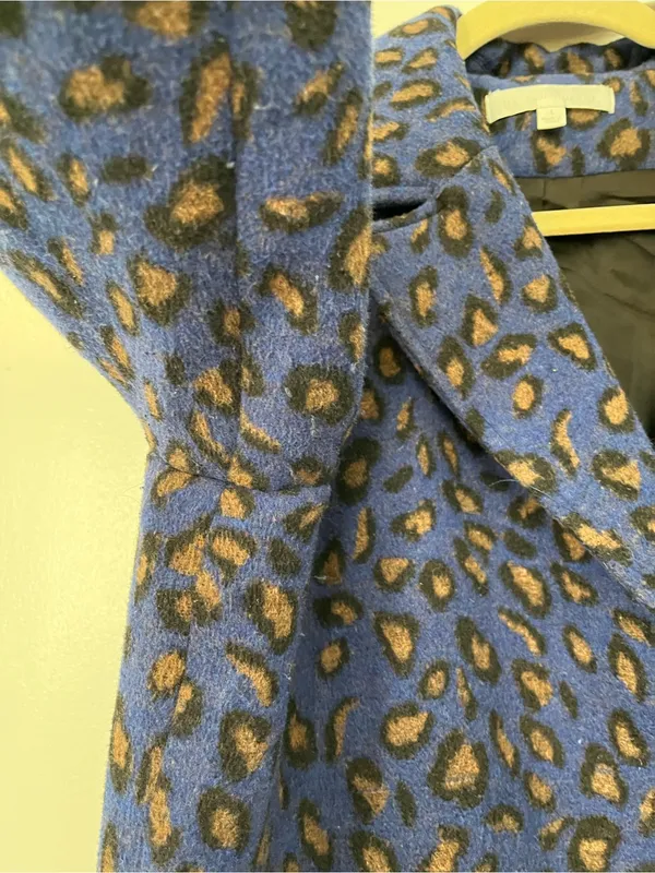 Adyson Parker Blue Leopard Print Pea Coat cheetah size large jacket - Image 7