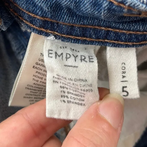 Empyre Cora Denim Y2K Jean Women Shortalls Sz 5 Grunge Indie Distressed Raw - Image 12