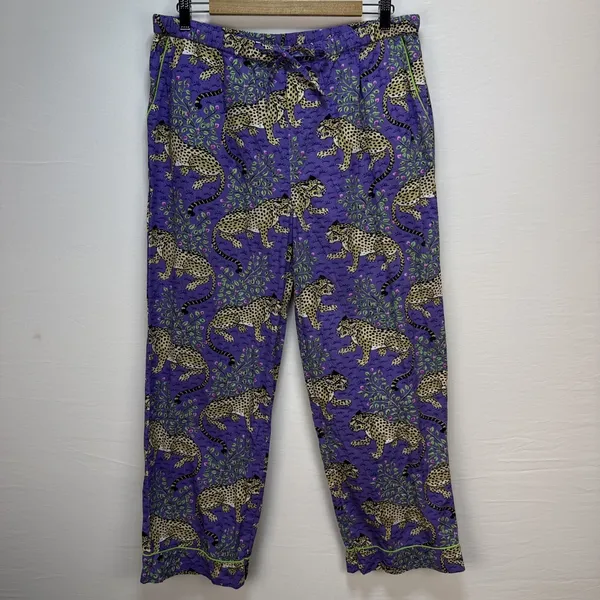PrintFresh Long Pajama Set Size L‎ Purple Bagheera Leopard Print Organic Cotton - Image 9