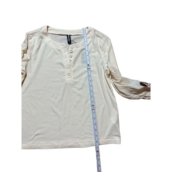 NEW Noracora‎ cream long sleeve blouse with floral embroidered detail sz S - Image 9