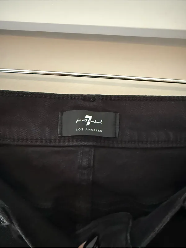 7 For All Mankind Black Sparkle Bootcut Jeans Women’s Size 29 Coated - Image 5