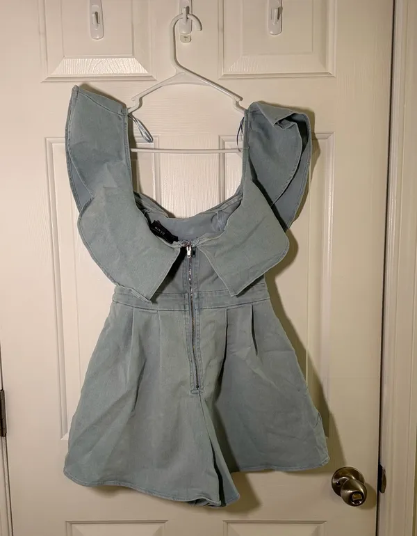 Flying Tomato Denim Off the shoulder Romper - Image 2