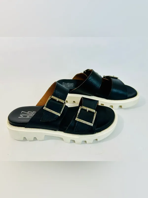 Miz Mooz Peyton Black Leather Lug Sole Platform Slide Sandals Size 39/US 8.5-9 - Image 7